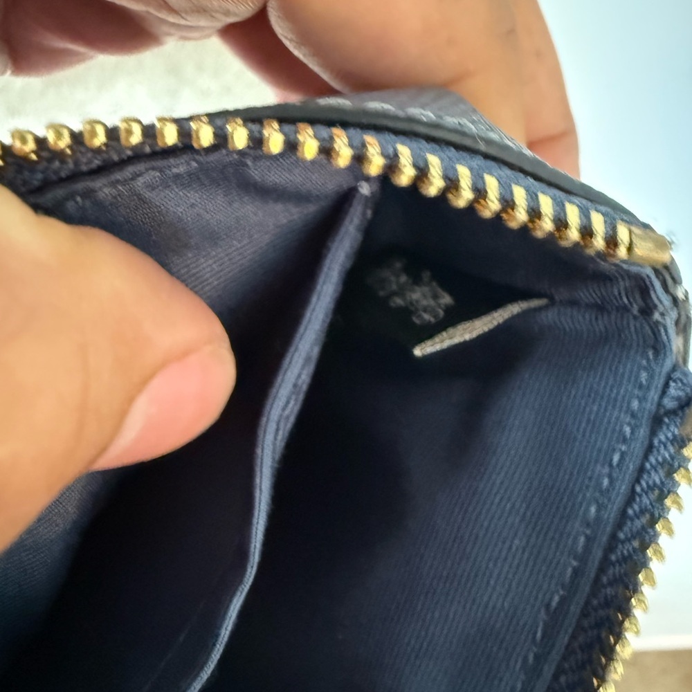 Coach Blue  Leather Wristlet with Gold Accents - Picture 5 of 5